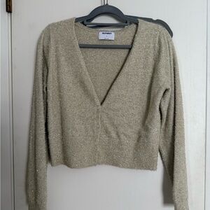 Old Navy Women's Gold Sparkle Cream Cardigan